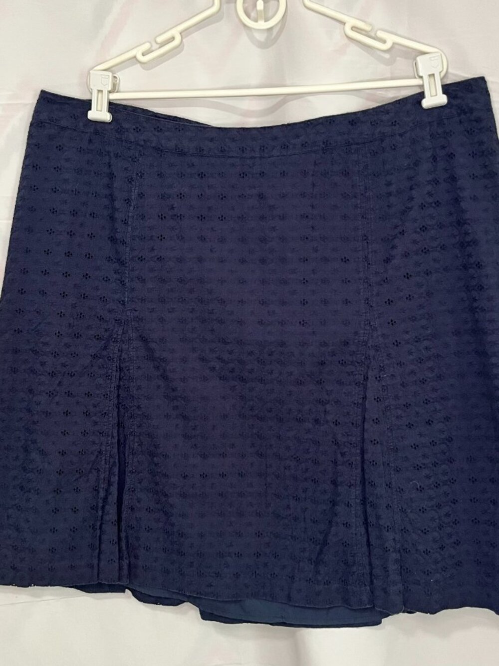 CJ Banks Navy Blue Cotton Eyelet Skirt Cottage Coquette Pleated Summer 22W